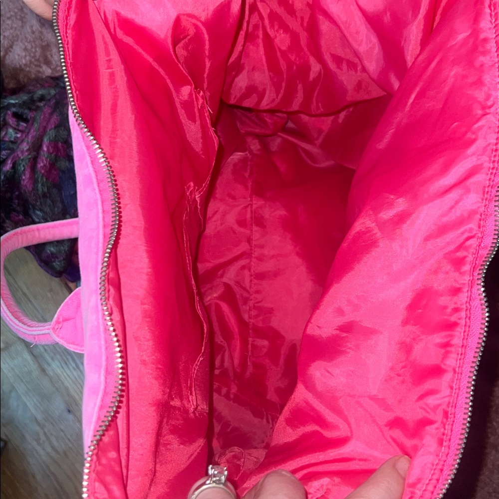 Victoria's Secret Hot Pink Canvas Tote with Shoulder Strap - Picture 6 of 7